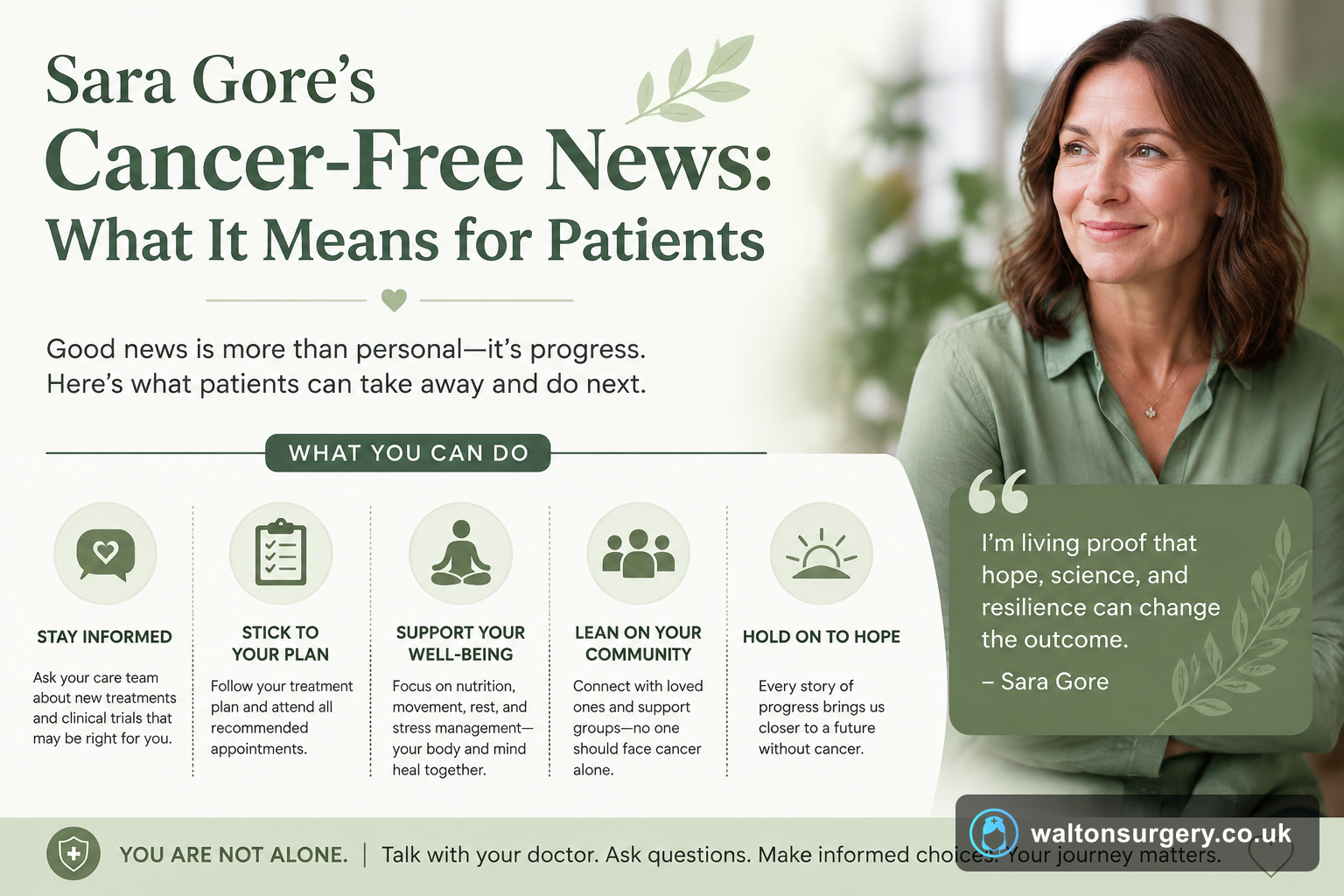 Sara Gore's Cancer-Free News: What It Means for Patients