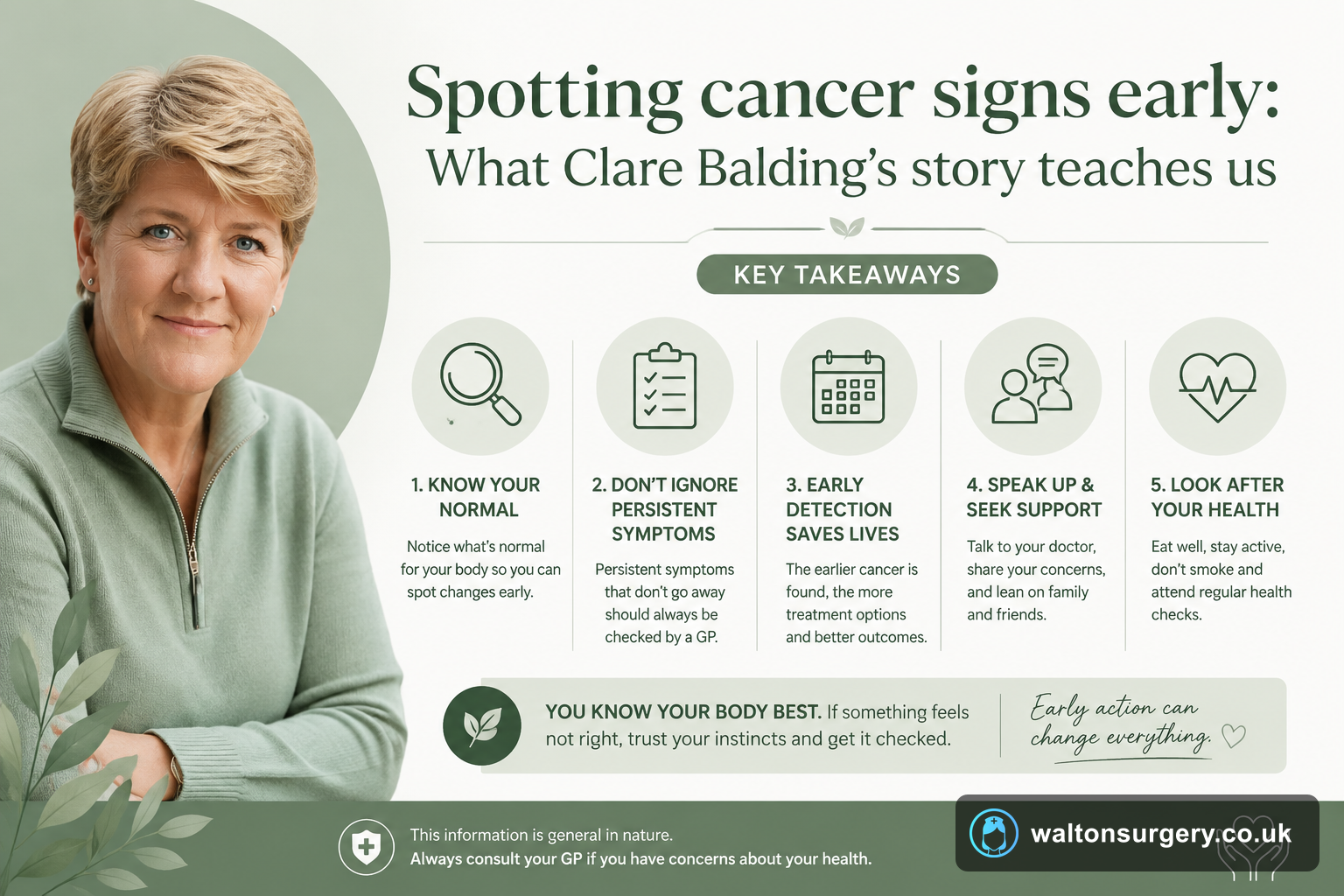 Spotting cancer signs early: What Clare Balding's story teaches us