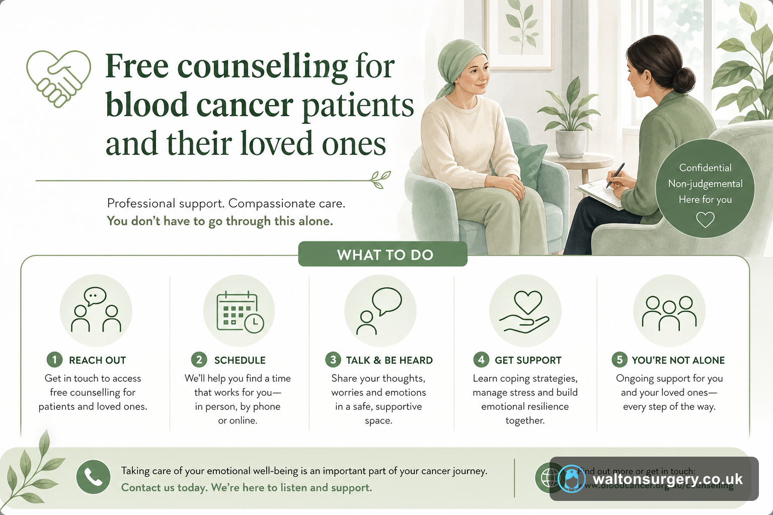 Free counselling for blood cancer patients and their loved ones
